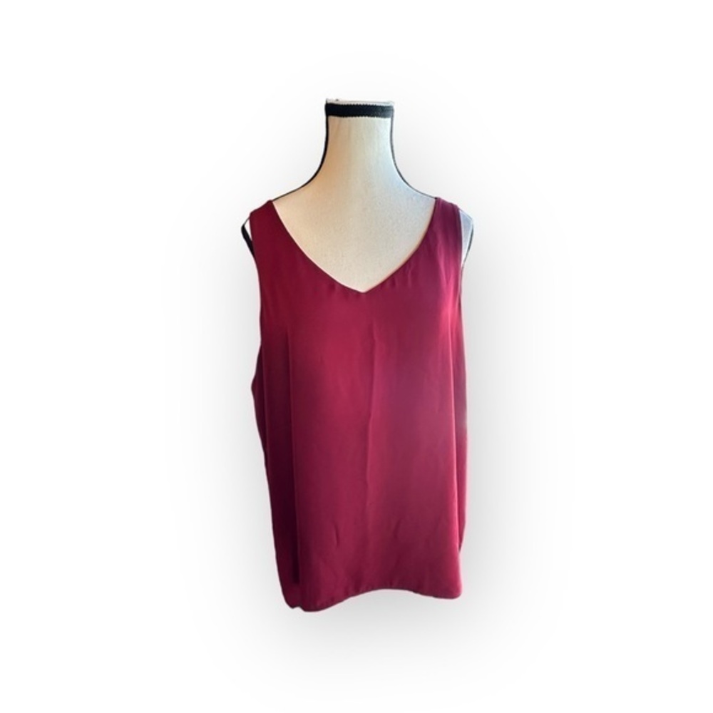 Women’s 2X Reitmans Burgundy Red Chiffon Sleeveless V Neck 18 20